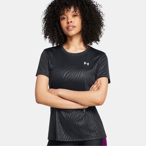 Under Armour Women's Tech Emboss Loose Fit Black Short Sleeve Tee Sz Small